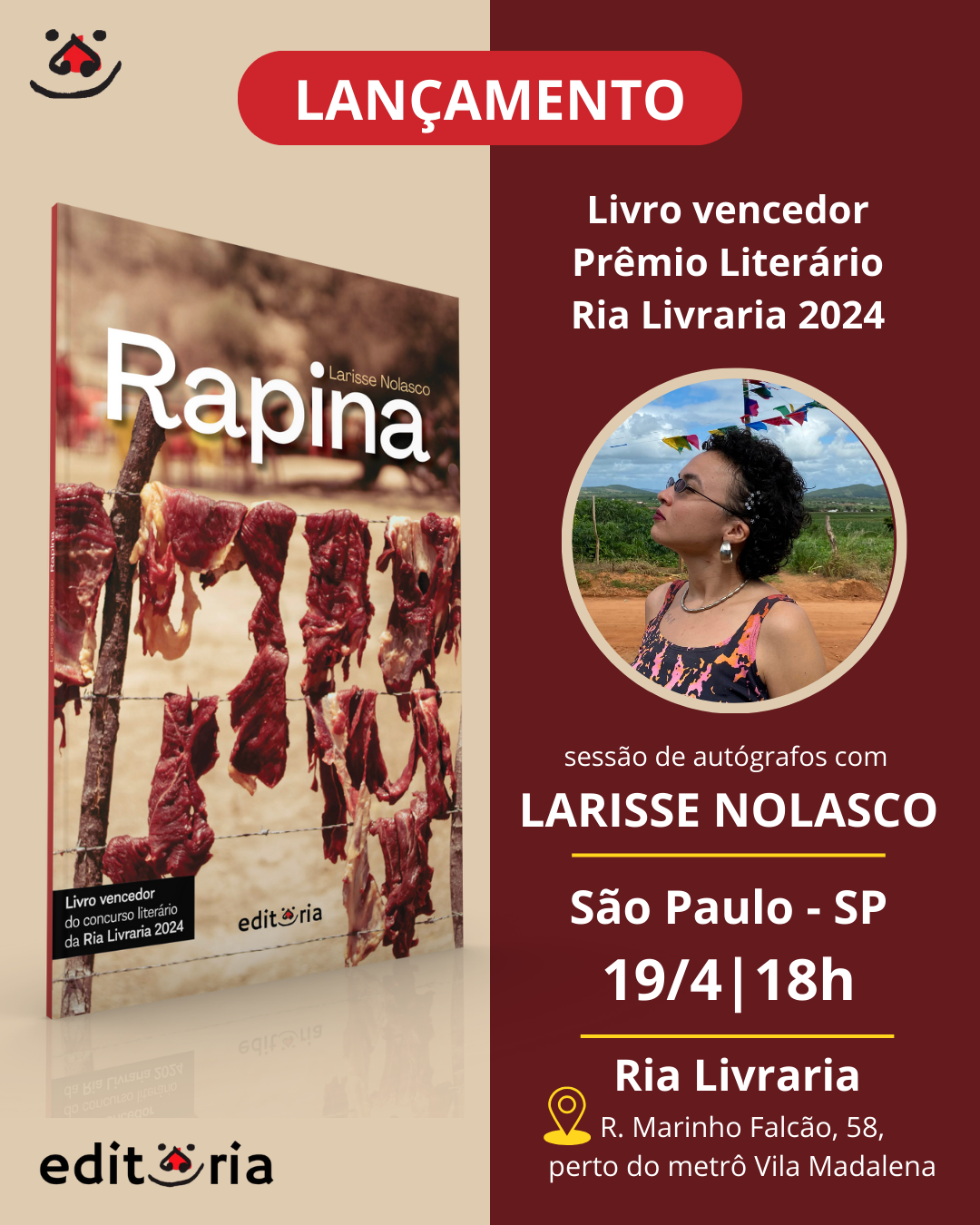 Lançamento: 'Rapina', de Larisse Nolasco - EditoRia
